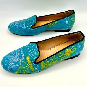 Velvet Road || Embroidered Smoking Slip on Loafer 40 W8.5 NWT
